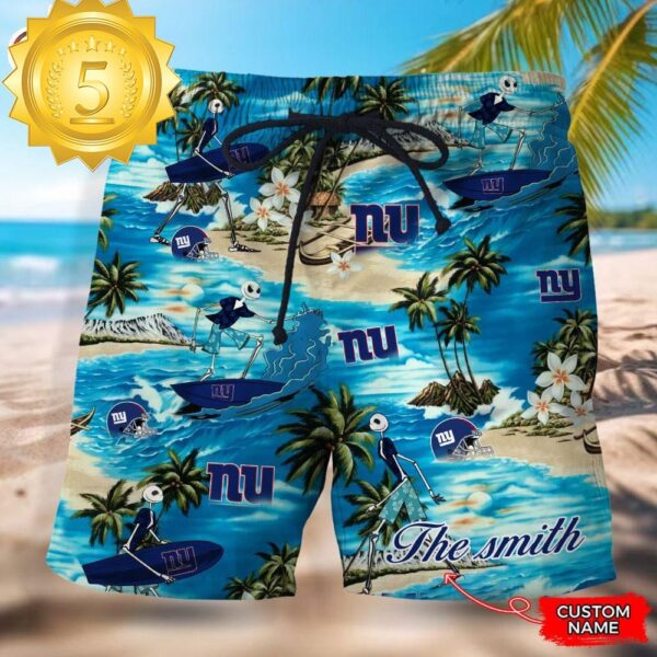 NFL New York Giants Custom Name Hawaiian Short - available at - rugbyfanstore.com