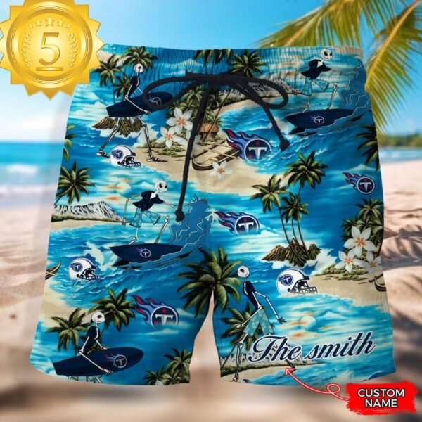 NFL Tennessee Titans Custom Name Hawaiian Short - available at - rugbyfanstore.com