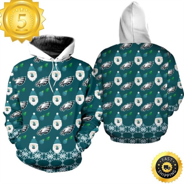 Philadelphia Eagles Christmas Pattern Santa Clause Football NFL All Over Print Hoodie Shirt - available at - rugbyfanstore.com