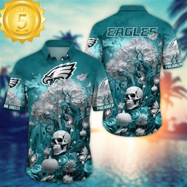 Philadelphia Eagles Halloween Skull Pumpkin – NFL Hawaiian Shirt - available at - rugbyfanstore.com