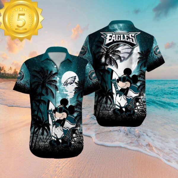 Philadelphia Eagles Mickey Mouse Hawaiian Shirt - available at - rugbyfanstore.com