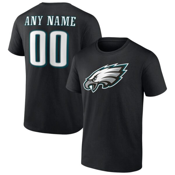 Philadelphia Eagles Personalized Black Authentic Name & Number T-Shirt by Fanatics Branded - available at - rugbyfanstore.com