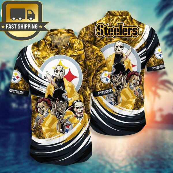 Pittsburgh Steelers NFL Halloween Horror Movies Hawaiian Shirts - available at - rugbyfanstore.com