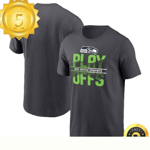 Seattle Seahawks 2022 NFL Playoffs Commemorative Anthracite T-shirt - available at - rugbyfanstore.com