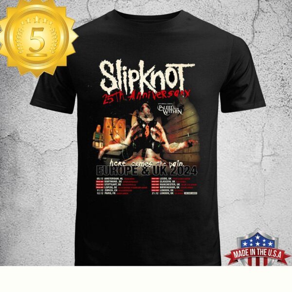 Slipknot 25th Anniversary Europe & UK 2024 Unisex T-Shirt - available at - rugbyfanstore.com