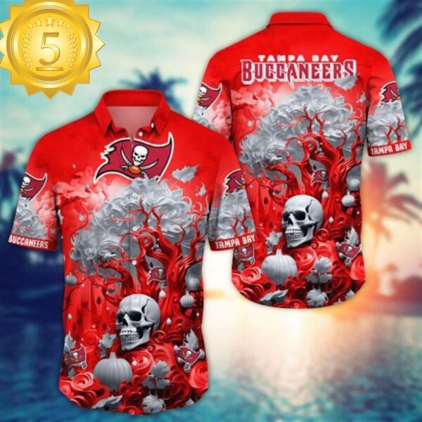 Tampa Bay Buccaneers Halloween Skull Pumpkin – NFL Hawaiian Shirt - available at - rugbyfanstore.com