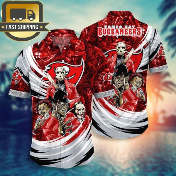 Tampa Bay Buccaneers NFL Halloween Horror Movies Hawaiian Shirts - available at - rugbyfanstore.com