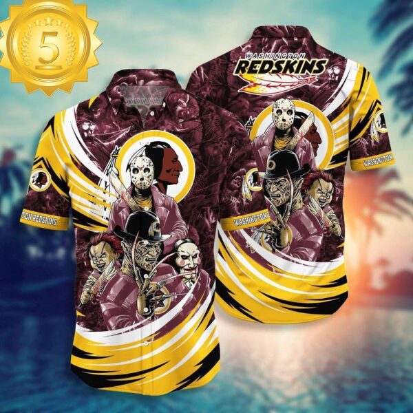 Washington Commanders NFL Halloween Horror Movies Hawaiian Shirts - available at - rugbyfanstore.com