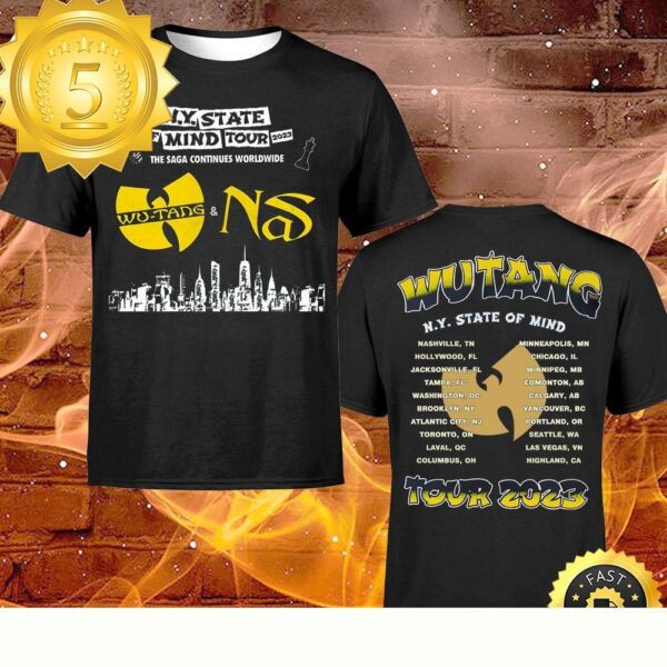 Wu-Tang Clan & Nas 2023 Tour T-Shirt – New York State of Mind North American Dates - available at - rugbyfanstore.com