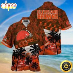 Cleveland Browns Logo Beachwear For Men Nfl Sport Hawaiian Shirt