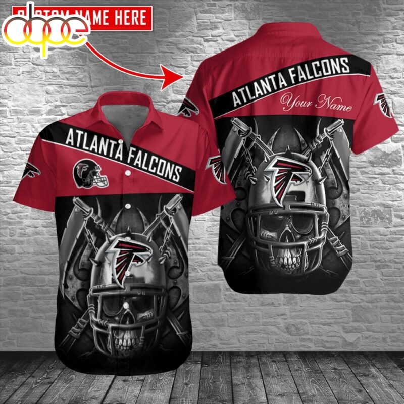 Falcons Secure Promising Talent: Exercise Fifth-Year Option on Star Wide Receiver Drake London Custom Name Atlanta Falcons NFL Skull Pattern Aloha Hawaiian Shirt