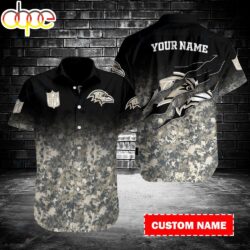 Custom Name NFL Baltimore Ravens Camo Aloha Hawaiian Shirt