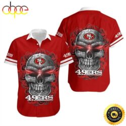 Red Aloha Sugar Skull NFL San Francisco 49ers Hawaiian Shirt