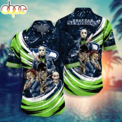 Seattle Seahawks NFL Halloween Horror Movies Hawaiian Shirts