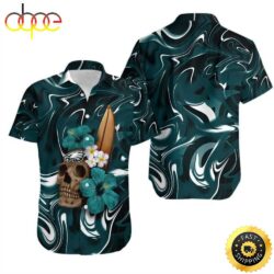 Skull And Hibiscus Flower NFL Philadelphia Eagles Hawaiian Shirt