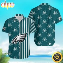 Stripes And Skull NFL Philadelphia Eagles Hawaiian Shirt