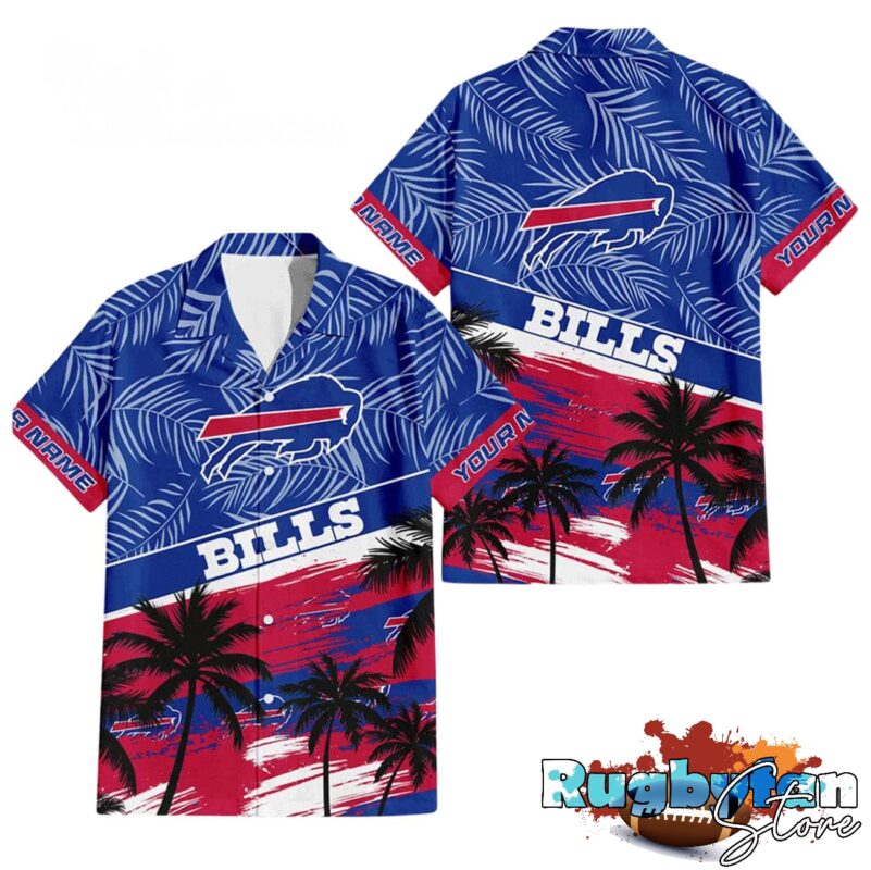 Buffalo Bills Palm Tree Tropical Trendy Football Custom Name Hawaiian Shirt Buffalo Bills Palm Tree Tropical Trendy Football Custom Name Hawaiian Shirt