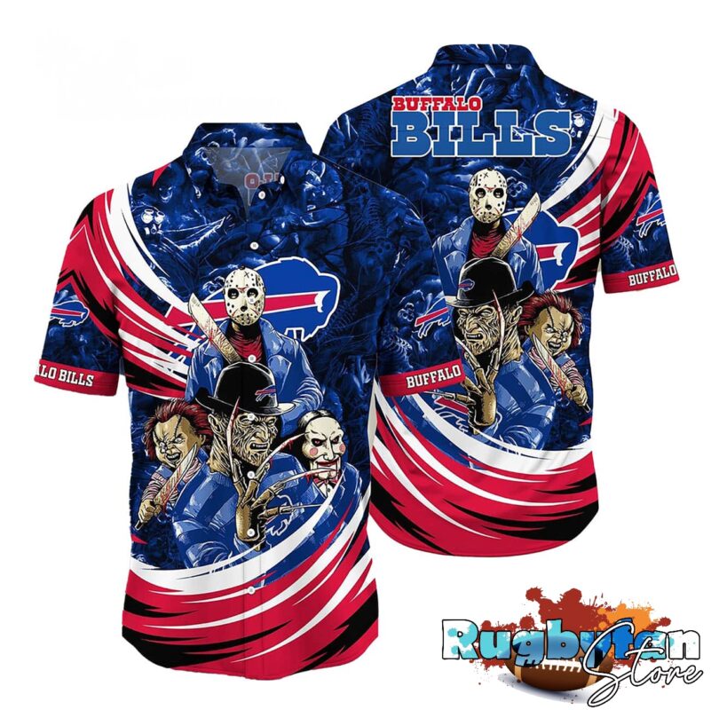 Buffalo Bills Special Horror Movie Characters Halloween Hawaiian Shirt Buffalo Bills Special Horror Movie Characters Halloween Hawaiian Shirt