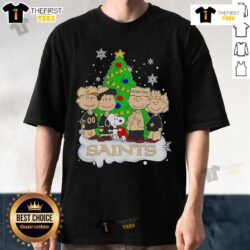 Official Peanuts Characters New Orleans Saints Christmas Tree T-Shirt