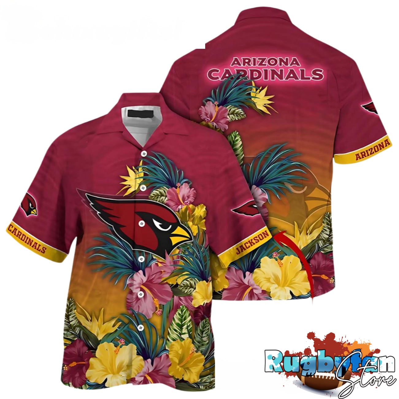 Arizona Cardinals Customizable Tropical Flower Hawaiian Shirt