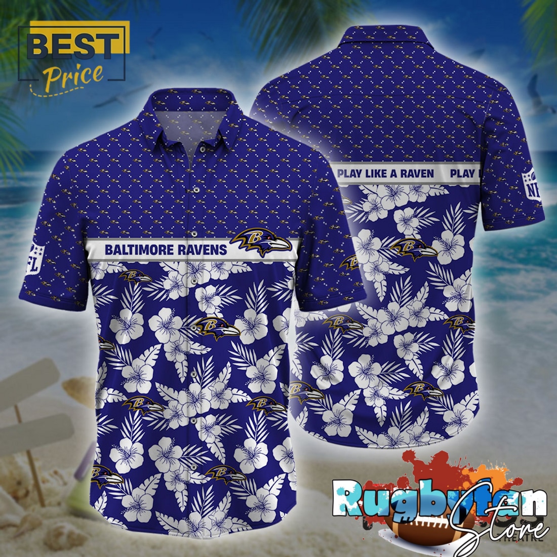 Baltimore Ravens NFL Palm Leaves Hawaiian Shirt