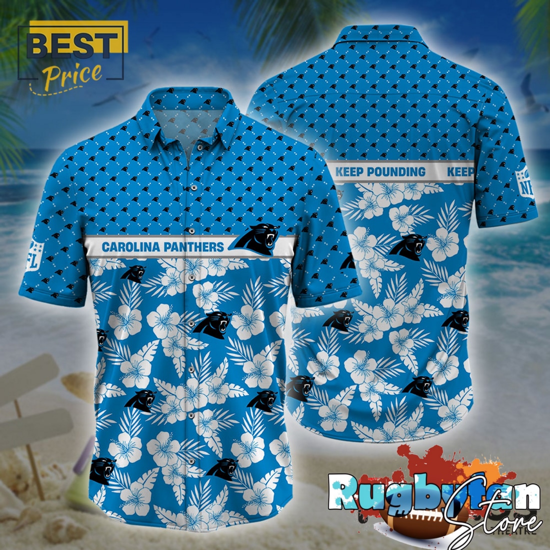 Carolina Panthers NFL Palm Leaves Hawaiian Shirt