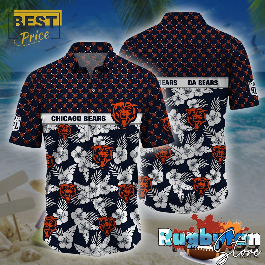 Chicago Bears NFL Palm Leaves Hawaiian Shirt