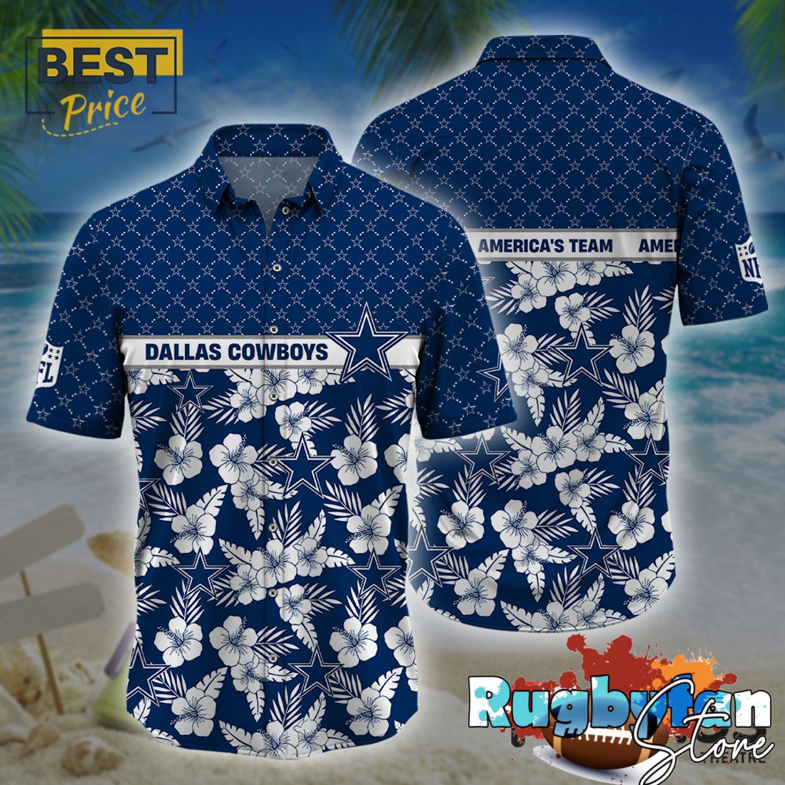 Dallas Cowboys NFL Palm Leaves Hawaiian Shirt