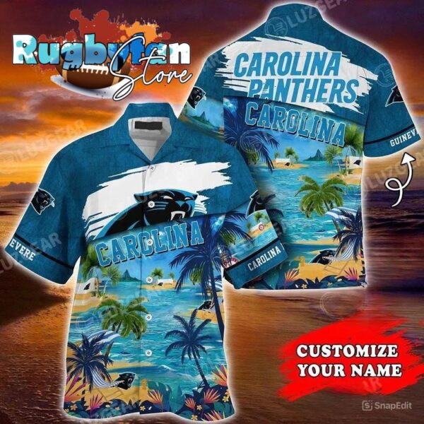 carolina panthers nfl personalized hawaiian shirt tropical pattern graphic trends summer gift for fan nfl shki7