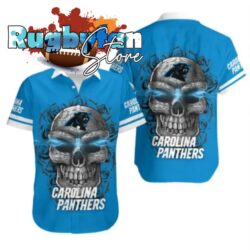 Carolina Panthers Sugar Skull Nfl Gift For Fan Hawaiian Graphic Print Short Sleeve Hawaiian Shirt