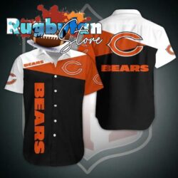Chicago Bears Button Nfl Button Hawaiian Graphic Print Short Sleeve Hawaiian Shirt