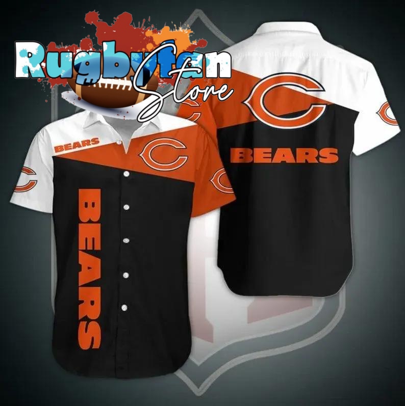 Chicago Bears Button Nfl Button Hawaiian Graphic Print Short Sleeve Hawaiian Shirt