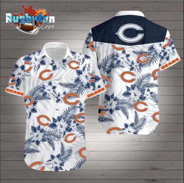 chicago bears hibicus nfl hawaiian graphic print short sleeve hawaiian shirt nfl hawaiian shirt y8lzy