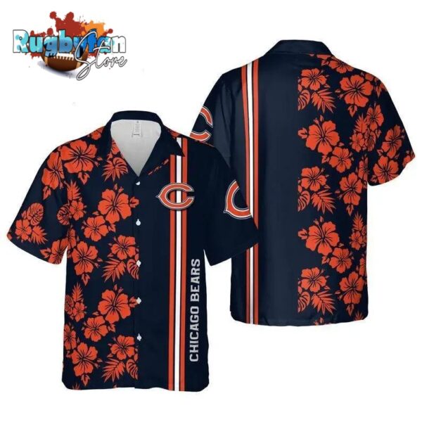 chicago bears nfl chicago hawaii floral football hawaiian graphic print short sleeve hawaiian shirt nfl hawaiian shirt njv06