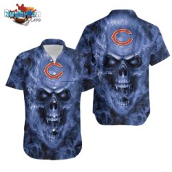 Chicago Bears Nfl Fan Skull Hawaiian Shirt Print Short Sleeve Hawaiian Aloha Shirt