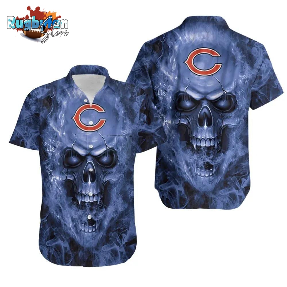 Chicago Bears Nfl Fan Skull Hawaiian Shirt Print Short Sleeve Hawaiian Aloha Shirt Chicago Bears Nfl Fan Skull Hawaiian Shirt Print Short Sleeve Hawaiian Aloha Shirt