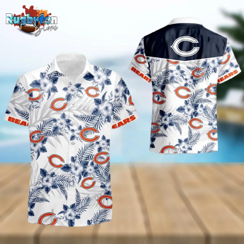 Chicago Bears NFL Floral White Background Hawaiian Shirt Chicago Bears NFL Floral White Background Hawaiian Shirt