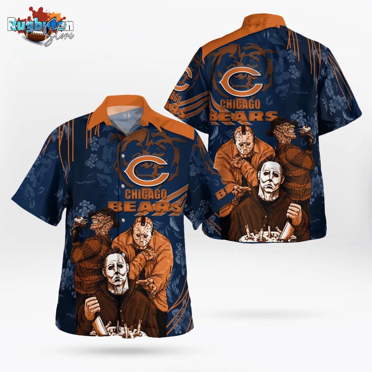 Chicago Bears NFL Halloween Horror Art Hawaiian Shirt Chicago Bears NFL Halloween Horror Art Hawaiian Shirt