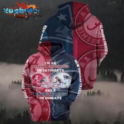 Alabama Crimson Tide NFL I m An Alabama Crimson Tide On Saturdays And A New England Patriots On Sundays 3D Hoodie