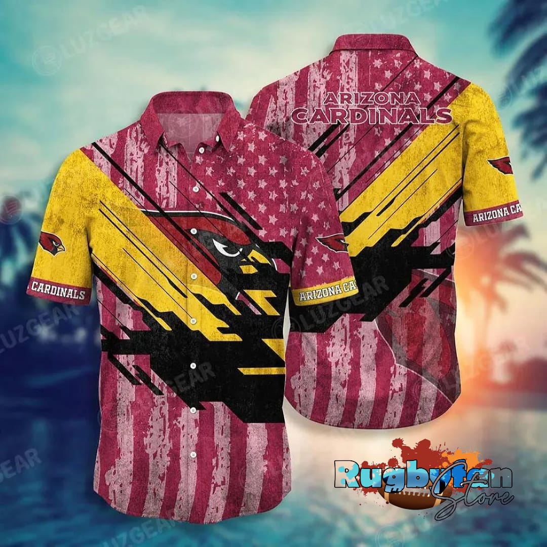 Arizona Cardinals American Flag Hawaiian Shirt Arizona Cardinals American Flag Hawaiian Shirt