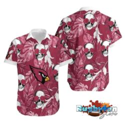 Arizona Cardinals Coconut Leaves And Skulls Hawaiian Shirt