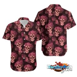 Arizona Cardinals Mystery Skull And Flower Hawaiian Shirt