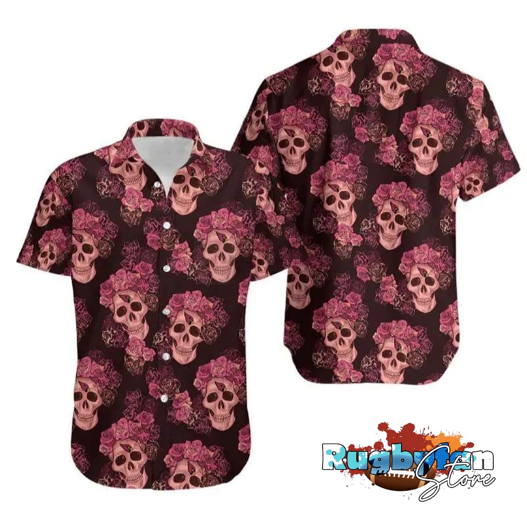 Arizona Cardinals Mystery Skull And Flower Hawaiian Shirt Arizona Cardinals Mystery Skull And Flower Hawaiian Shirt