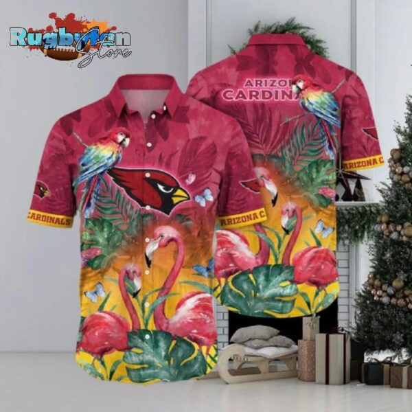 arizona cardinals nfl flamingo and flower aloha hawaiian shirt nfl hawaiian shirt1