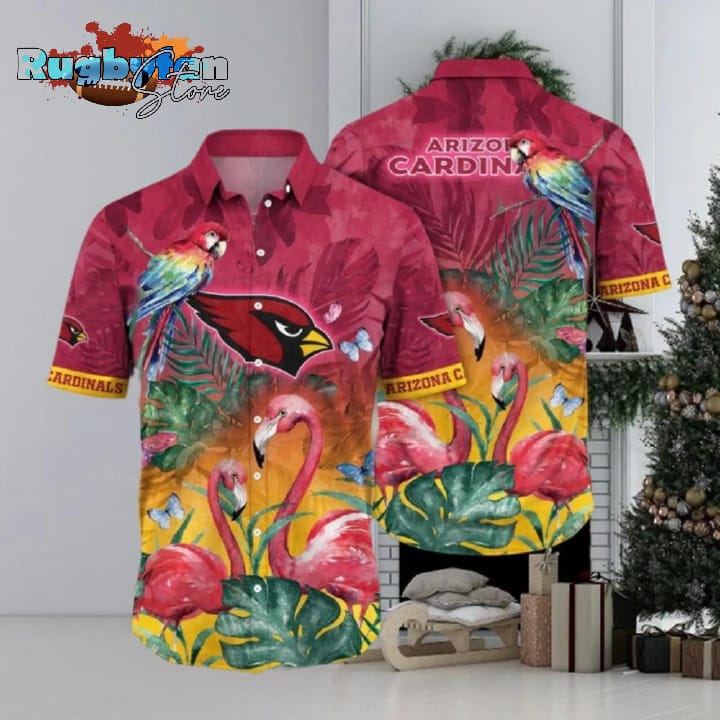 Arizona Cardinals NFL Flamingo And Flower Aloha Hawaiian Shirt Arizona Cardinals NFL Flamingo And Flower Aloha Hawaiian Shirt