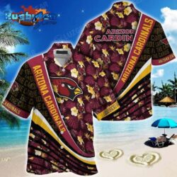 Arizona Cardinals Nfl Football With Tropical Flower Pattern Hawaiian Shirt