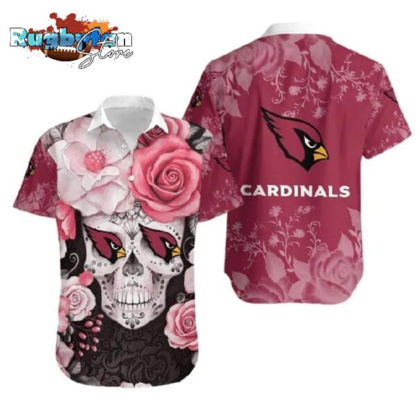 arizona cardinals skull nfl gift for fan hawaiian graphic print short sleeve hawaiian shirt nfl hawaiian shirt1 u6pnb