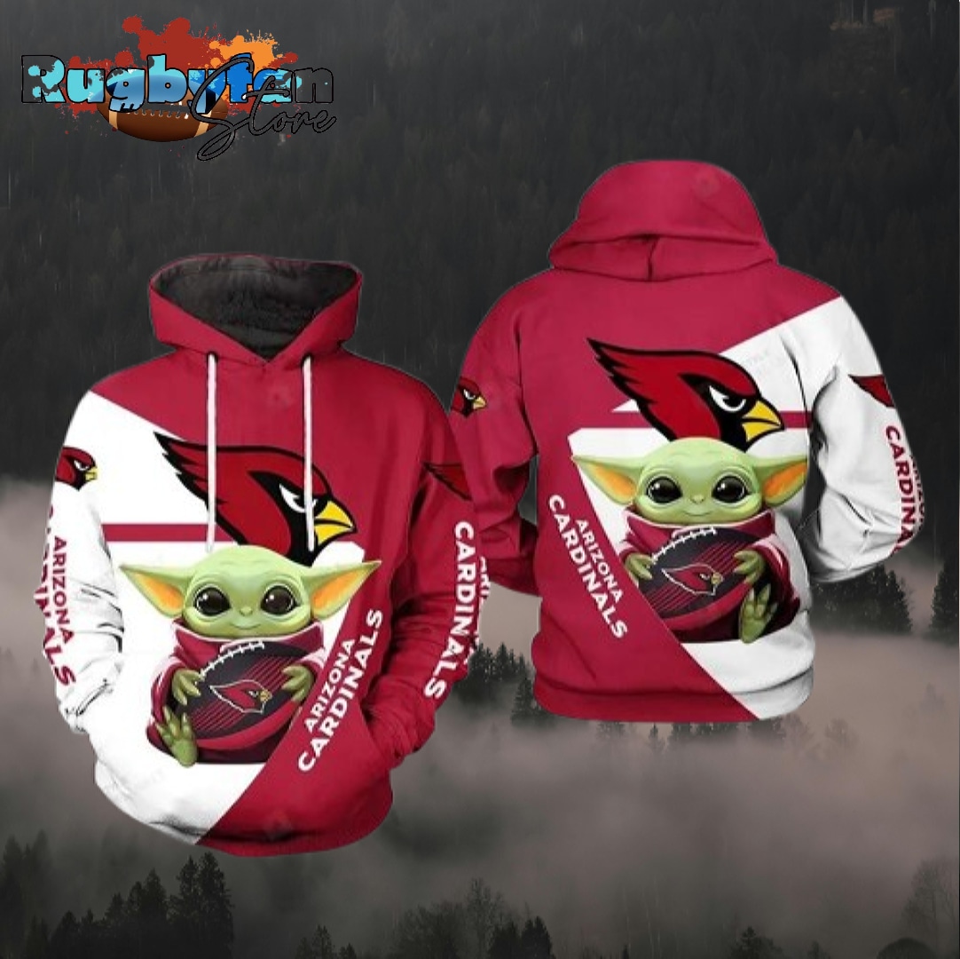 Arizona Cardinals Baby Yoda NFL 3D All Over Print Hoodie Zip up Hoodie