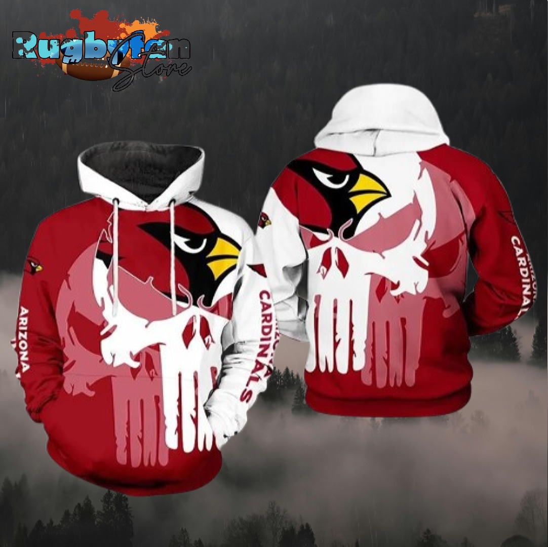 Arizona Cardinals NFL Team Skull 3D Printed Hoodie Zipper Hoodie