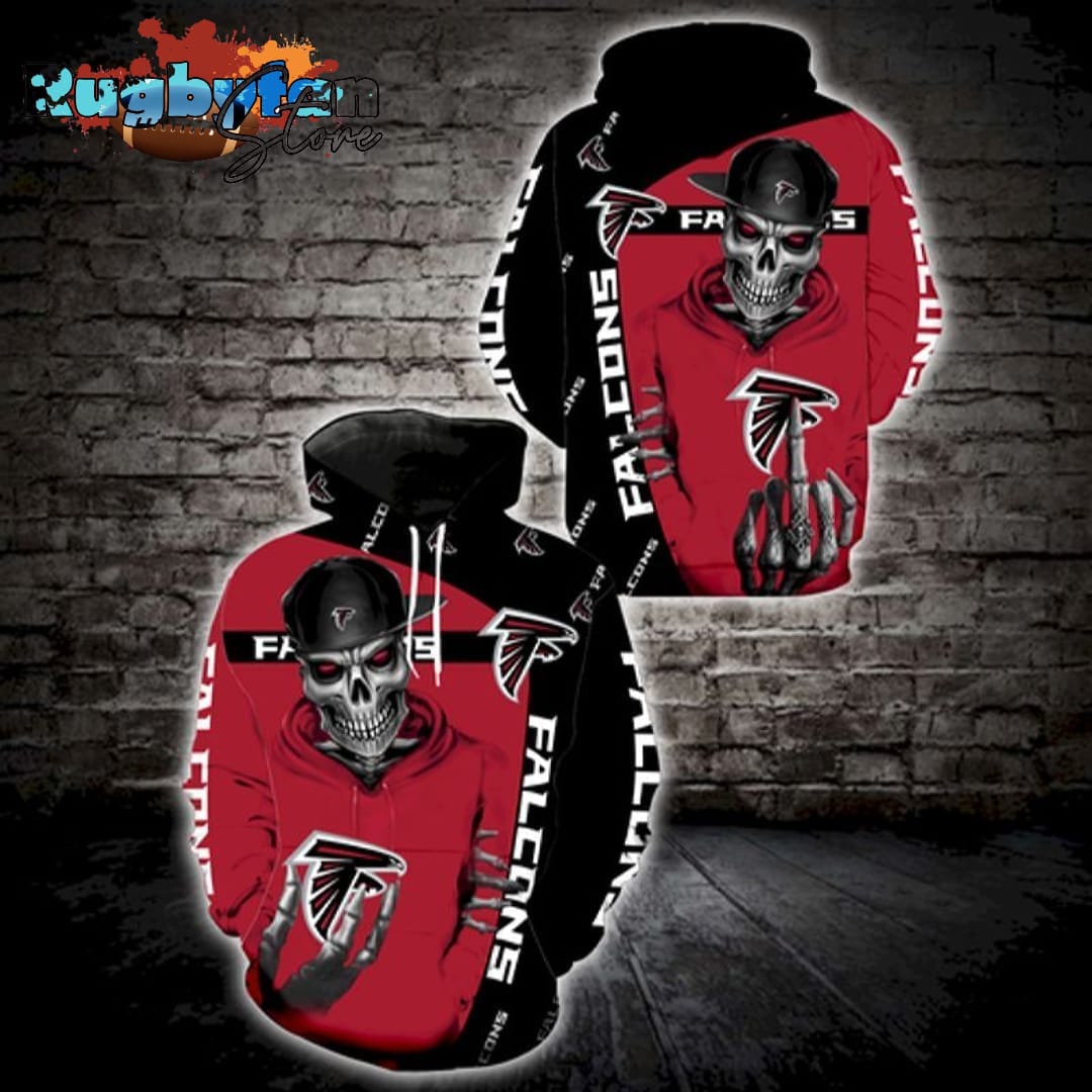 Atlanta Falcons Logo Skull 3D Hoodie All Over Print Atlanta Falcons NFL Gifts